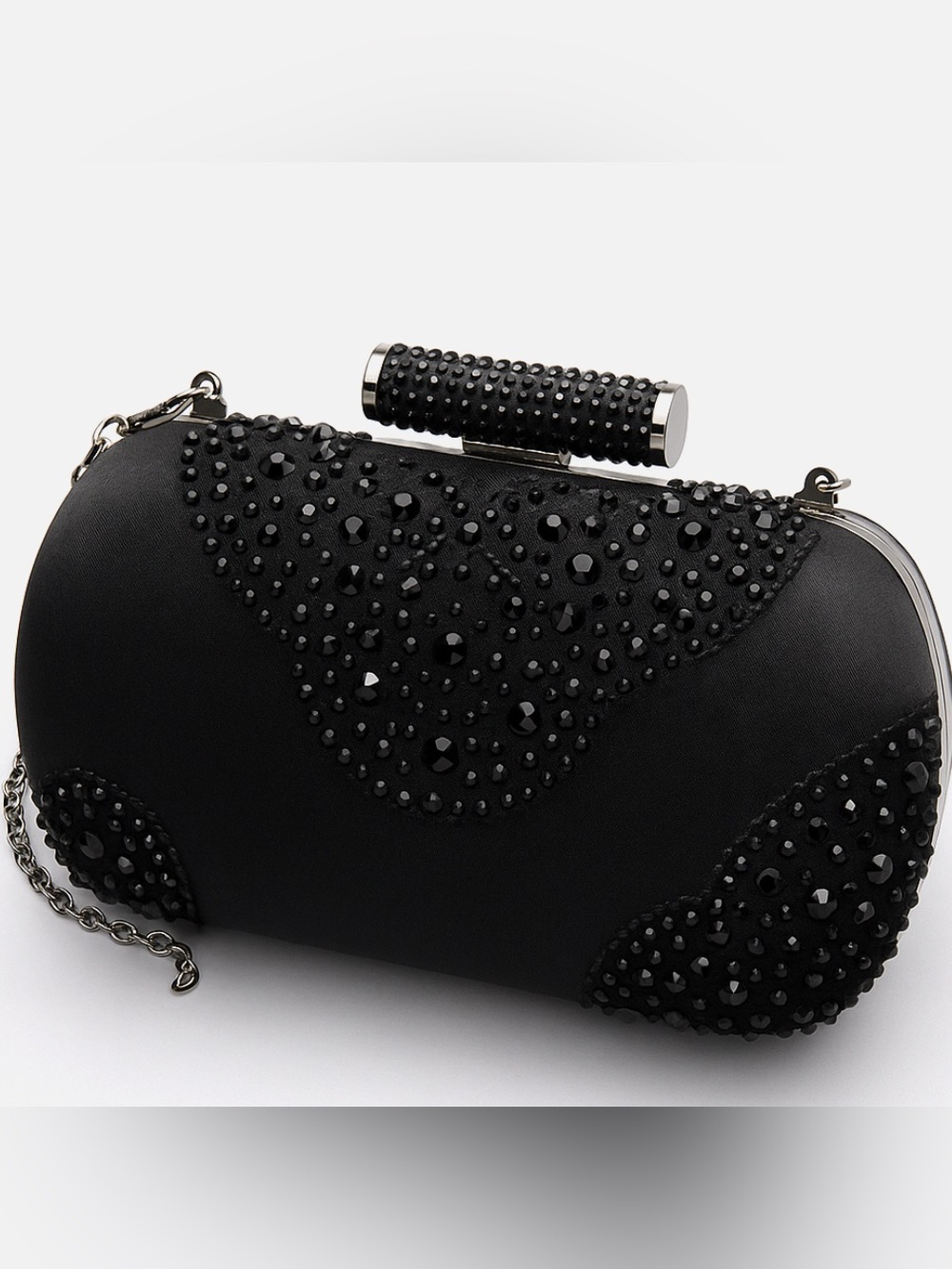 Badgley Mischka Black Crystal-Studded Satin Minaudiere - Buyers Giveaway